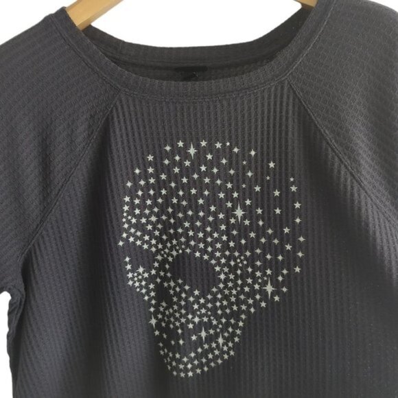 Torrid Dark Slate Grey Skull Waffle Knit Tee - Picture 4 of 5